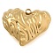 304 Stainless Steel Pendants, Heart Charm, Real 18K Gold Plated, 30x35x9.5mm, Hole: 3mm