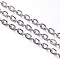 Nickel Free Iron Textured Cable Chains, Unwelded, with Spool, Oval, Platinum Color, 4x3x1mm, about 328.08 Feet(100m)/roll