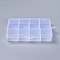 Plastic Bead Storage Containers, 12 Compartments, Rectangle, Clear, 13x10x2.2cm, Hole: 0.5cm