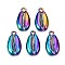 Alloy Pendants, Cadmium Free & Nickel Free & Lead Free, Cowrie Shell Shape, Rainbow Color, 23x12.5x2mm, Hole: 2.5mm