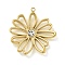 304 Stainless Steel Pendants, with Rhinestone, Hollow Flower Charm, Real 14K Gold Plated, Crystal, 28x26x4mm, Hole: 1.4mm
