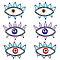 6Pcs 3 Colors Glass Seed Beaded Pendants, with Handmade Evil Eye Lampwork Round Beads and 304 Stainless Steel Linking Ring, Horse Eye, Mixed Color, 28x36x10mm, Hole: 2.4mm, 2pcs/color