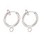 Brass Clip-on Hoop Earring Findings, for Non-pierced Ears, Cadmium Free & Lead Free, Silver, 15.5x11x1.5~4.5mm, Hole: 1.8mm