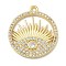 Rack Plating Brass Micro Pave Cubic Zirconia Pendants, Long-Lasting Plated, Lead Free & Cadmium Free, Flat Round with Eye Charms, Real 18K Gold Plated, 25x22x2.2mm, Hole: 2mm