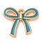 Alloy Enamel Pendants, Bowknot Charm, Golden, Deep Sky Blue, 16x18.5x2.5mm, Hole: 1.4mm
