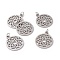 Non-Tarnish 304 Stainless Steel Pendants, Chakra, Sahasrara, Flat Round with Flower, Stainless Steel Color, 22.5x19x1mm, Hole: 3mm