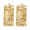 304 Stainless Steel Pendants, Ion Plating(IP), Rectangle Charm, Textured, Real 18K Gold Plated, 35x15.5x2mm, Hole: 1.2mm