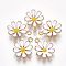 Alloy Pendants, with Enamel, Flower, Light Gold, White, 19x15x4mm, Hole: 1.5mm