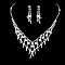 Horse Eye Alloy Crystal Rhinestone & Plastic Pearl Chain Necklaces & Stud Earrings Sets, Silver, 330mm & 40x8mm