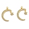 Brass Micro Pave Clear Cubic Zirconia Pendants, Long-Lasting Plated, Moon and Star, Real 18K Gold Plated, 26x16.5x1.5mm, Hole: 2mm, jump ring: 4.5x1.25mm
