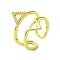 Brass Micro Pave Cubic Zirconia Open Cuff Ring, Cadmium Free & Lead Free, Hollow Triangle, Real 16K Gold Plated, Inner Diameter: 18mm