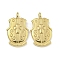 Ion Plating(IP) 304 Stainless Steel Pendants, Waistcoat Charm, Real 18K Gold Plated, 21.5x13x2.5mm, Hole: 1.5mm