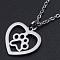 Non-Tarnish 201 Stainless Steel Pendant Necklaces, with Cable Chains and Lobster Claw Clasps, Heart with Dog Paw Prints, Stainless Steel Color, 15.74 inch(40cm), 1.5mm