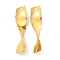 Ion Plating(IP) 304 Stainless Steel Pendants, Twist Rectangle Charm, Real 18K Gold Plated, 49x11x2mm, Hole: 2mm