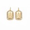 Brass Micro Pave Clear Cubic Zirconia Pendants, Nickel Free, Real 18K Gold Plated, Rectangle with Letter, Letter.A, 16x9.5x2mm, Jump Ring: 5x0.5mm, Inner Diameter: 3mm