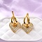 Brass Micro Pave Clear Cubic Zirconia Hoop Earrings, Heart, Cadmium Free & Lead Free, Rack Plating, Long-Lasting Plated, Golden, 30x16mm