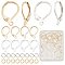 CREATCABIN 60Pcs Real 24K Gold Plated Leverback French Earring Hooks Dangle 2 Colors Earwire Findings Clasps with Jump Rings Stainless Steel Brass for Jewelry Making DIY 15.6x10mm-Gold/Silver