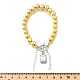 Круглые латунные бусины браслеты с подвесками для женщин BJEW-D317-05PG-5