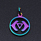 Chakra Theme Ion Plating(IP) 201 Stainless Steel Charms, Laser Cut Pendants, with Jump Rings, Flat Round, Rainbow Color, Ajna, 13.5x11.5x1mm, Hole: 3mm