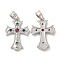 Brass Micro Pave Cubic Zirconia Pendants, Lead Free & Cadmium Free, Cross, Platinum, 29x19.5x3.5mm, Hole: 6X4mm