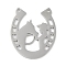 Non-Tarnish 304 Stainless Steel Pendants, Laser Cut, Horseshoe with Horse Charms, Stainless Steel Color, 29.5x25.5x1mm, Hole: 1.4mm