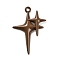 Alloy Pendants, Star, Coconut Brown, 28.5x20x3.5mm, Hole: 1.6mm