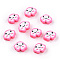 Handmade Polymer Clay Beads, Cloud with Smiling Face, Pearl Pink, 6~8.5x10~11.5x4.5~5.5mm, Hole: 1.8mm