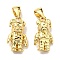 Rack Plating Brass links, Lead Free & Cadmium Free, Long-Lasting Plated, Bear Charm, Real 18K Gold Plated, 15x8.5x6mm, Hole: 6x3mm