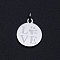 Non-Tarnish 201 Stainless Steel Pet Charms, with Jump Rings, Flat Round with Dog Paw Prints & Word Love, Stainless Steel Color, 14.5x12x1mm, Hole: 3mm