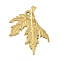 304 Stainless Steel Pendants, Leaf Charms, Ion Plating(IP), Real 18K Gold Plated, 36x28.5x2mm, Hole: 2mm