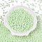 Opaque Colours Luster Glass Seed Beads, Dyed, 2-Hole, Oval, Pale Green, 5~6x2.5~3.5x3mm, Hole: 0.7~0.9mm, about 7500pcs/pound