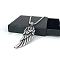 Stainless Steel Rose Flower Feather Single Angel Wing Pendant Punk Necklaces, Stainless Steel Color