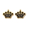 Ion Plating(IP) 304 Stainless Steel Enamel Charms, Crown Charm, Real 18K Gold Plated, Black, 13x15x1.5mm, Hole: 1mm