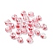 Transparent Glass Hand Drawn Beads, Rondelle, Bowknot, FireBrick, 10x6mm, Hole: 3mm