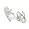 Rack Plating Brass Cuff Ring Finding, Cadmium Free & Lead Free, Long-Lasting Plated, Heart, Platinum, 18.5x15.5x12mm, Hole: 1mm