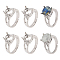 CHGCRAFT 6 PCS 4 Claws Ring Blank Adjustable Brass Finger Ring Plated Prong Ring Settings Ring Base for Oval Gemstones Cabochon Setting Jewelry Making