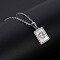 Rectangle Stainless Steel Pave Natural White Shell Pendant Necklaces, Stainless Steel Color, Letter G, 17.72 inch(45cm)