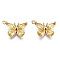 Real 18K Gold Plated Brass Micro Pave Cubic Zirconia Pendants, Nickel Free, Butterfly, Gold, 10.5x15x3mm, Hole: 1.2mm