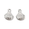 Brass Pendants, Shell Shape Charms, Rack Plating, Long-Lasting Plated, Lead Free and Cadmium Free, Platinum, 14x10.5x4mm, Hole: 1.8mm