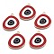 Alloy Enamel Pendants, Cadmium Free & Lead Free, Light Gold, Triangle, Red, 24~25x24x1.5mm, Hole: 1.8mm