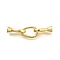 Teardrop Rack Plating Brass Fold Over Clasps, Long-lasting Plated, Lead Free & Cadmium Free, Real 16K Gold Plated, 27mm, Hole: 3mm