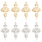 12Pcs 2 Colors 201 Stainless Steel Pendant,  Hollow Charms, Flower, Golden & Stainless Steel Color, 33.5x17x1.5mm, Hole: 1.5mm, 6pcs/color