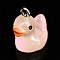 Luminous Translucent Resin Pendants, Duck Charm, with Platinum Tone Iron Loops, Light Salmon, 21x17x12.5mm, Hole: 2.2mm