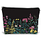 Double Sided Printed Polyester Makeup Zipper Bags, Clutch Bags, Rectangle, Flower, 250x180x50mm