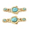 Brass Box Clasps, with Synthetic Turquoise, Oval, Real 18K Gold Plated, 43x16x8.5~9mm, Hole: 4x1.5mm