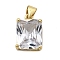 Brass Micro Pave Cubic Zirconia Pendants, Rectangle, Lead Free & Cadmium Free, Long-Lasting Plated, Real 18K Gold Plated, Rack Plating, Clear, 15.5x10.5x6.5mm, Hole: 3.8x3mm