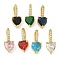 Brass Micro Pave Cubic Zirconia Pendants, Heart Charms, Long-Lasting Plated, Rack Plating, Lead Free and Cadmium Free, Mixed Color, 17.5x7x7mm, Hole: 7.5x3.5mm