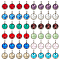 48Pcs 12 Colors 304 Stainless Steel Rhinestone Charms, Birthstone Color Style Flat Round Charms, Mixed Color, 11x7.5x5mm, Hole: 2mm, 4Pcs/color