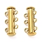 303 Stainless Steel Magnetic Slide Clasps, 3-Strand, 6-Hole, Tube, Golden, 21x10x6.5mm, Hole: 2mm