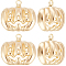 10Pcs Halloween Themed Brass Pendants, Pumpkin, 14.5x16x4mm, Hole: 1.2mm